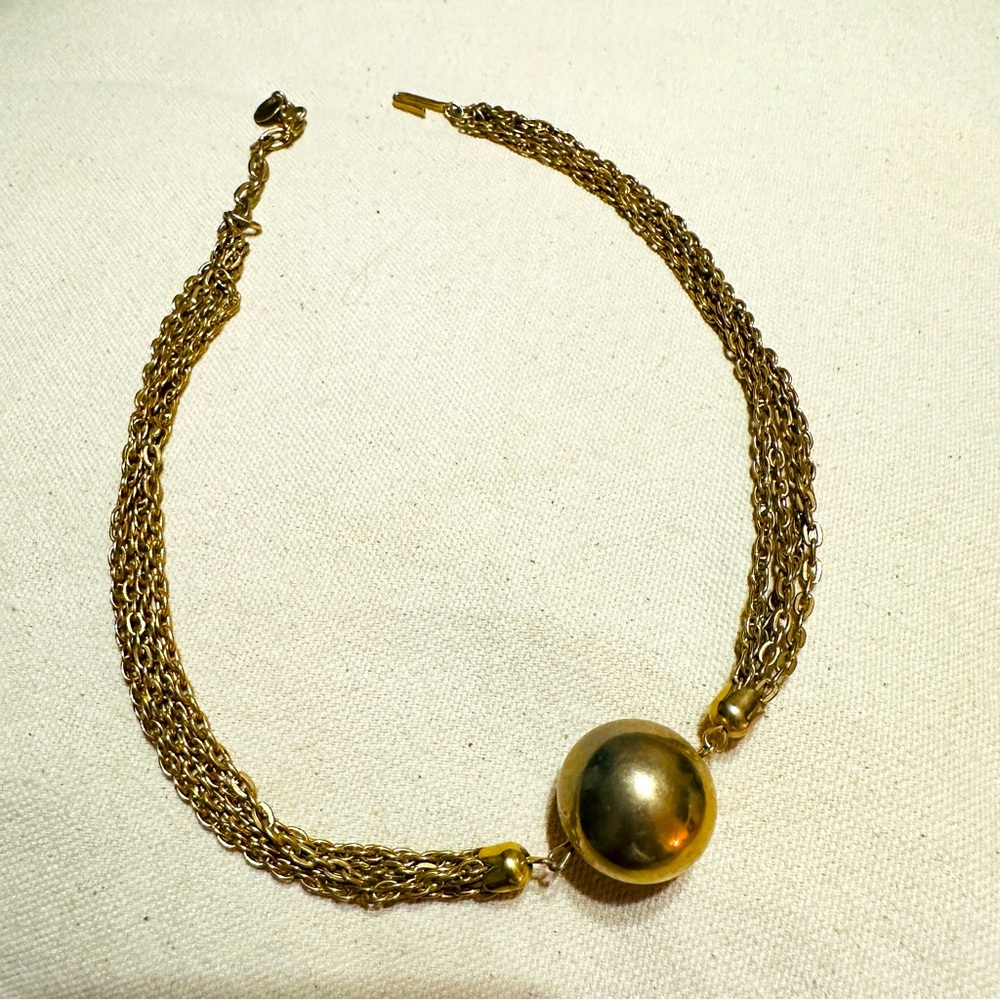 Gold Statement Necklace with Round Ball Decor